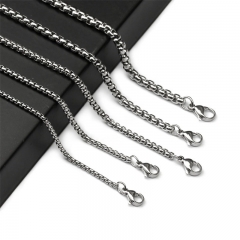 Stainless Steel Square Pearl Necklace Titanium Steel Jewelry With Chain 3mm Thick Chain Distributor