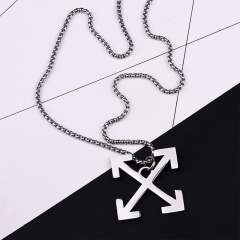 Off-white Cross Arrow Pendant Men And Women Fashion Titanium Steel Necklace Distributor