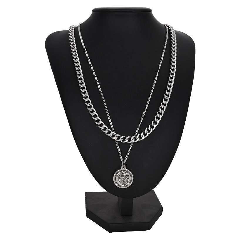 Simple Queen Double-layer Long Titanium Steel Necklace Distributor