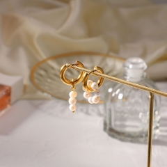 18k Gold-plated Asymmetrical Natural Freshwater Pearl Pendant Earrings Distributor