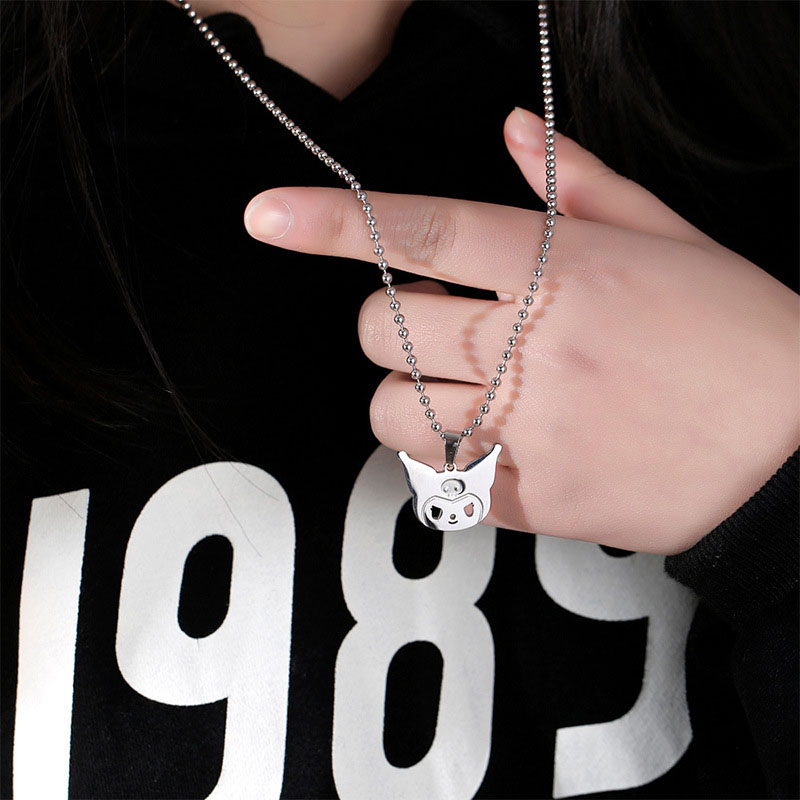 Kuromi Necklace Female Sweet Cool Personality Hip Hop Cartoon Titanium Steel Pendant Distributor