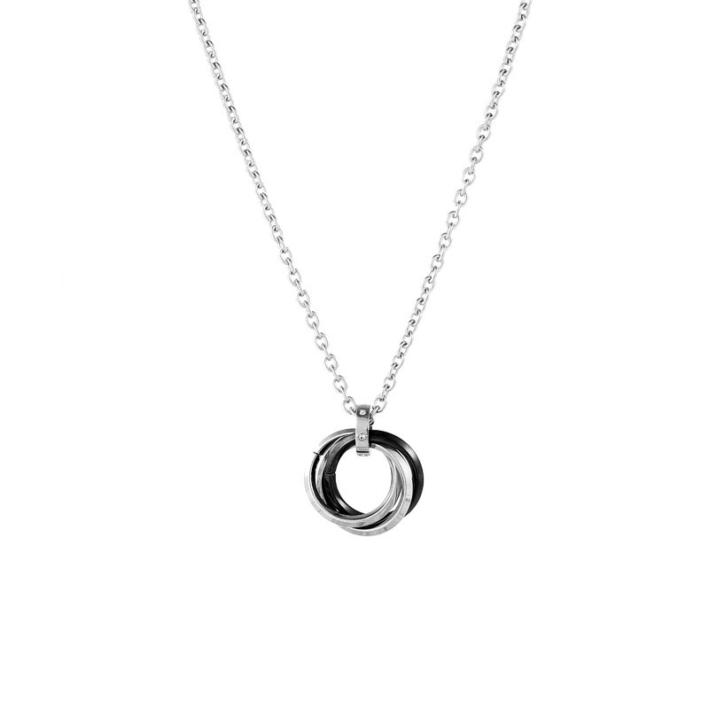 Titanium Steel Necklace Three Rings Ring Pendant Personality Sweater Necklace Jewelry Distributor