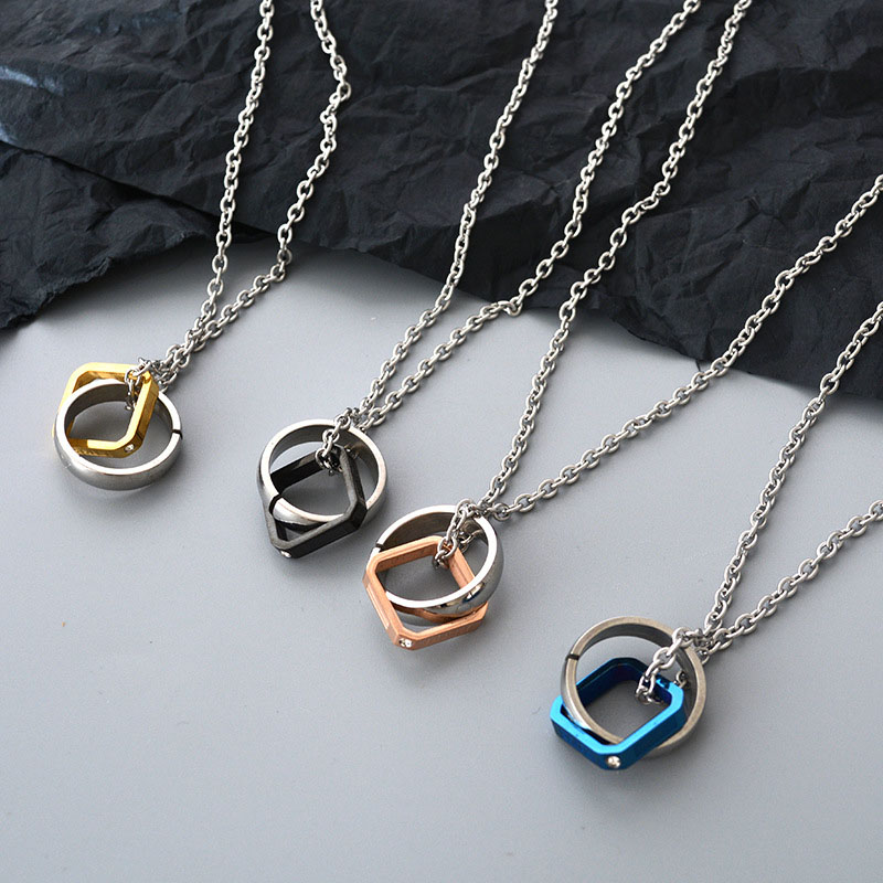 Simple Geometry Circle Pendant Fashion Men's Necklace Sweater Chain Distributor