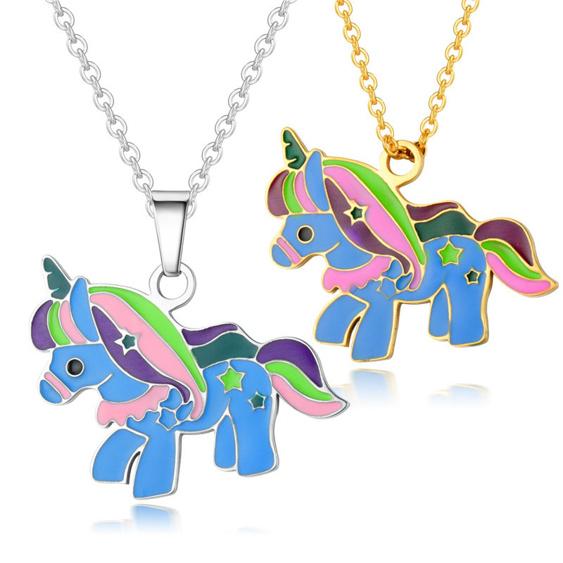 Wholesale Men's Stainless Steel Unicorn Titanium Steel Necklace Fashion Color Pendant