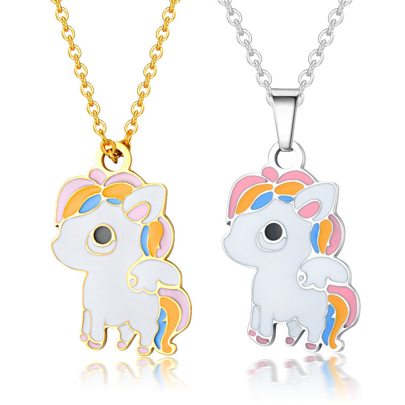 Couple Color Pony Stainless Steel Pendant Unicorn Necklace Distributor