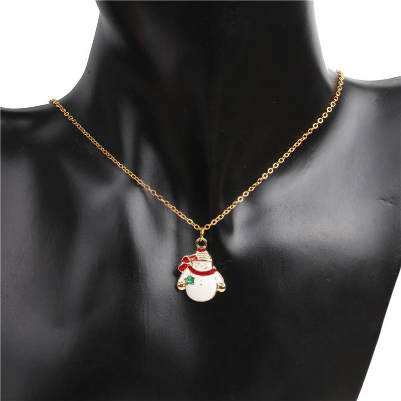 Wholesale Ornament Christmas Necklace Alloy Dripping Snowflake Snowman Vendors