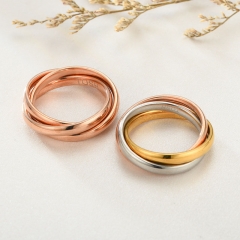 Wholesale Fashion Couple Three-color Three-ring Interlocking Stainless Steel Ring