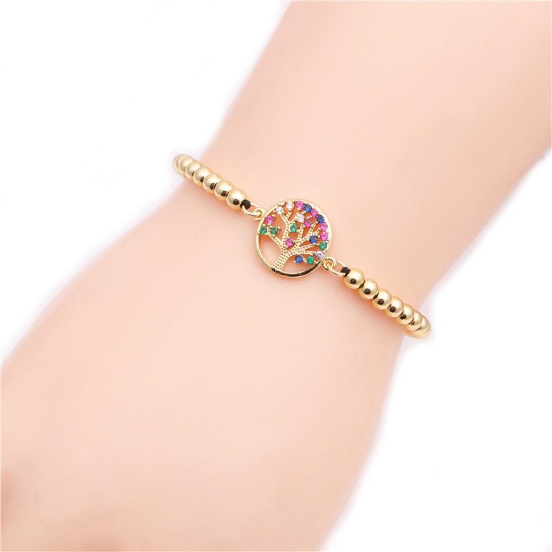 Wholesale Micro-inlaid Zircon Woven Bead Chain Tree Of Life Valentine's Day Gift Bracelet