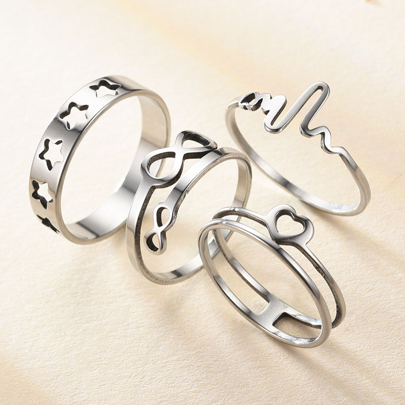 Wholesale Titanium Steel Ring Set Open Ring Stainless Steel Ladies