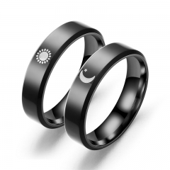 Wholesale Sun Moon Star Couple Ring Titanium Steel Ring
