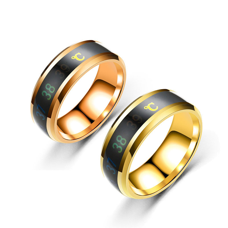 Wholesale Smart Temperature Sensing Temperature Titanium Steel Ring Men's Jewelry