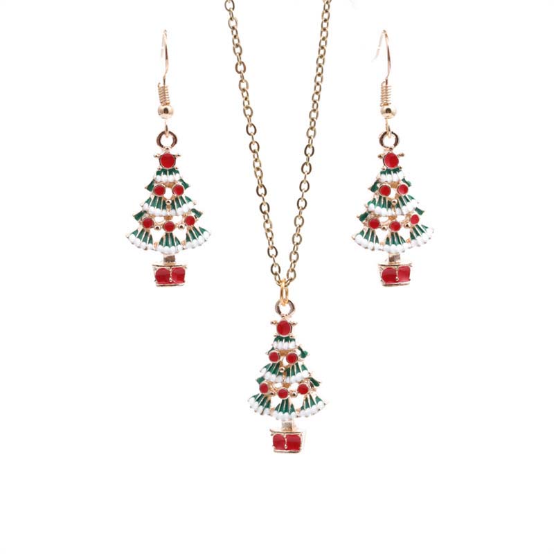 Jewelry Color Christmas Tree Necklace Girl Earrings Supplier