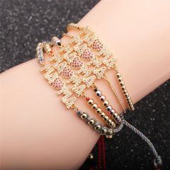 Wholesale Micro-inlaid Zircon Red String Color String Box Chain Love Love Adjustable Bracelet