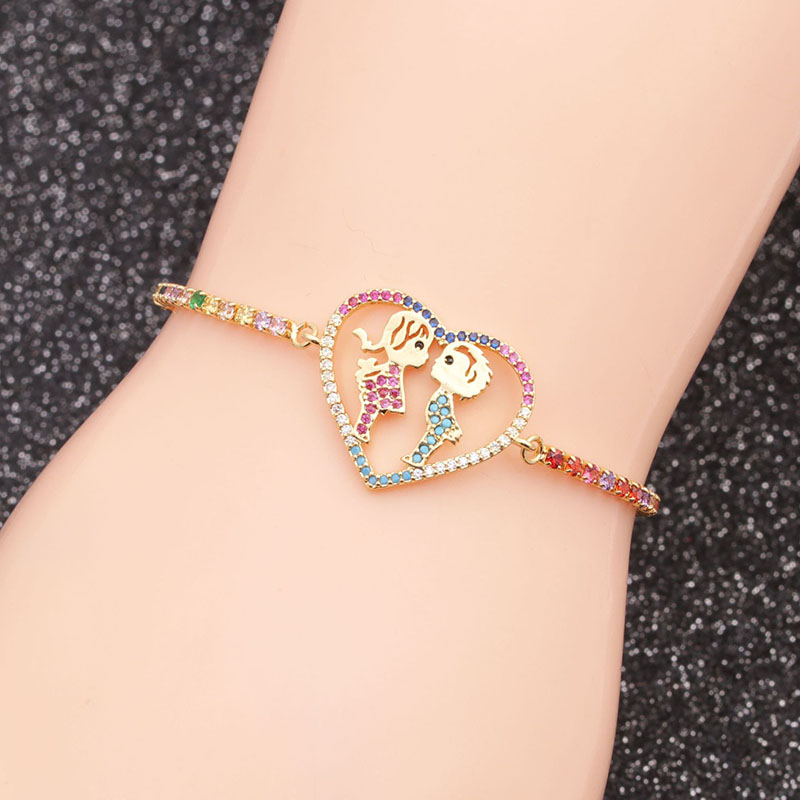 Wholesale Copper Micro-inlaid Zirconium Couple Love Adjustable Bracelet Valentine's Day Gift