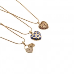 Wholesale Copper Zircon Valentine's Day Gift Necklace Love Heart Lock Lady Pendant Necklace