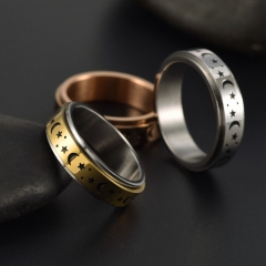 Wholesale Star And Moon Titanium Steel Ring Rotatable Couple Ring Vendors