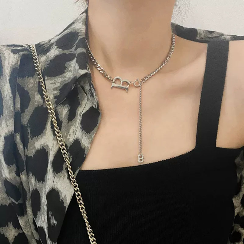 Fashion Simple Titanium Steel Does Not Fade Letter B Necklace Pendant Sweater Chain Distributor