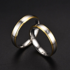 Wholesale Style Titanium Steel Double Step Zircon Ring Couple Vendors