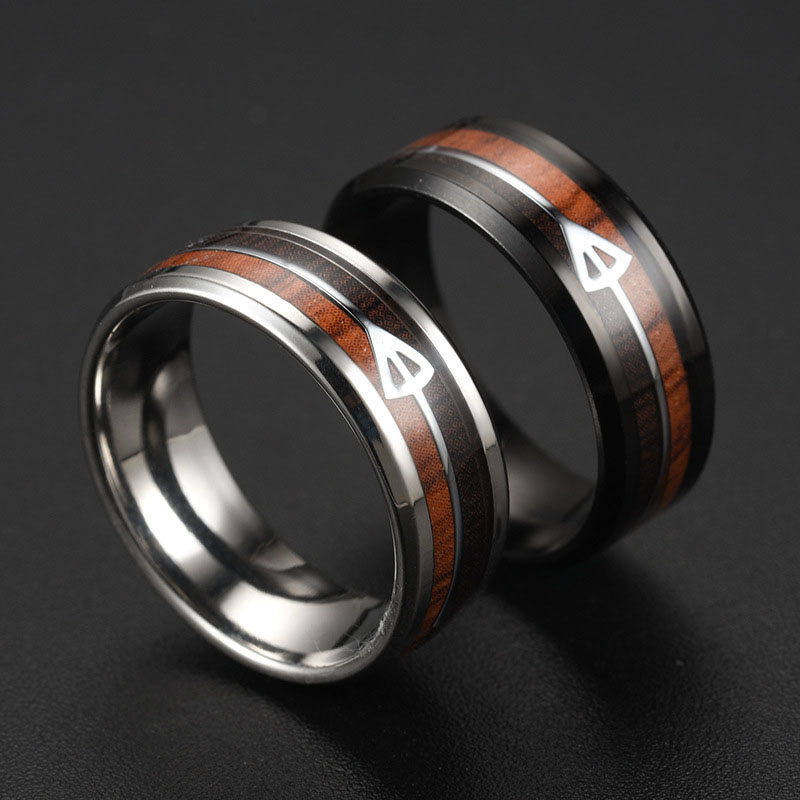 Wholesale Fashion  Two-color Wood Grain Arrow Fashion Ring Vendors