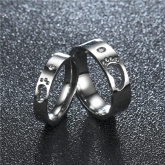 Wholesale Style Couple Ring Elegant Footprint Inlaid Diamond Ring Vendors