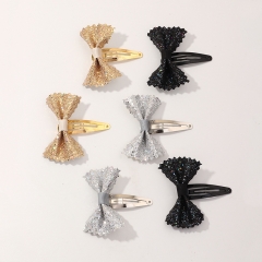 Wholesale Jewelry Selling 6-piece Girl Hairpin Flashing Bow Hairpin Alloy Water Drop Hair Accessories