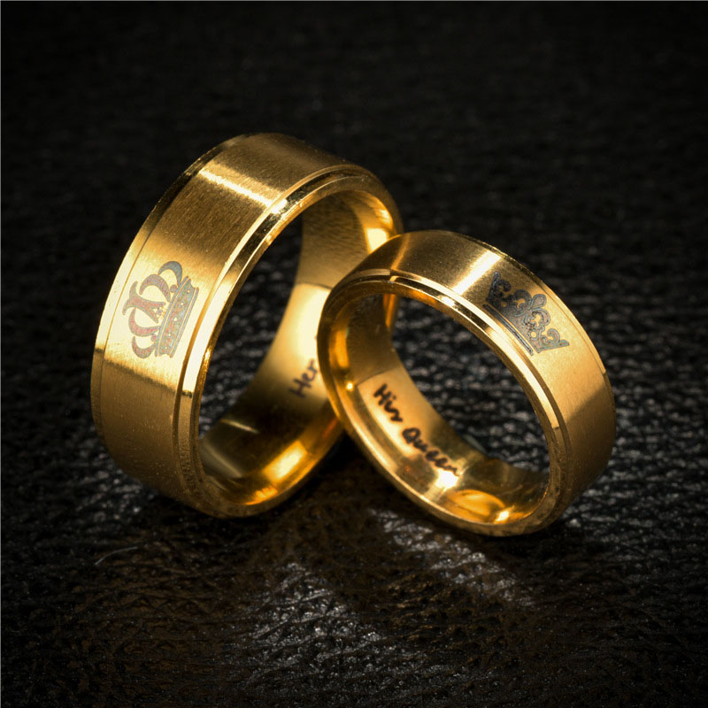 Wholesale Explosive Titanium Steel Golden Step Crown Ring Queen Vendors