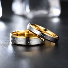 Wholesale Fashionable Beveled Edge Golden Couple Ring Fashion Vendors