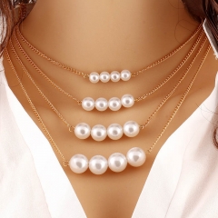 Wholesale Elegant Dinner With Multi-layer Faux Pearl Necklace