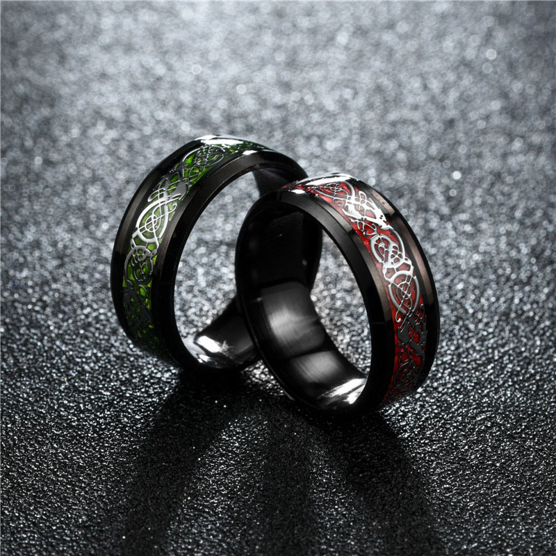 Wholesale Fashion  Aristocratic Blue Red Carbon Fiber Dragon Ring Vendors