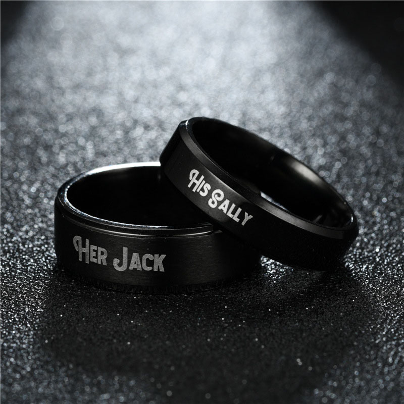 Wholesale Fashion  Jewelry High-end Black Step Couple Ring Ring Vendors