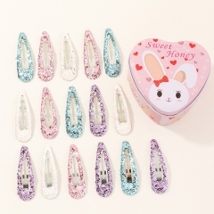 Wholesale Jewelry Little Girl Print Fruit Plaid Flower Drop-shaped Hairpin