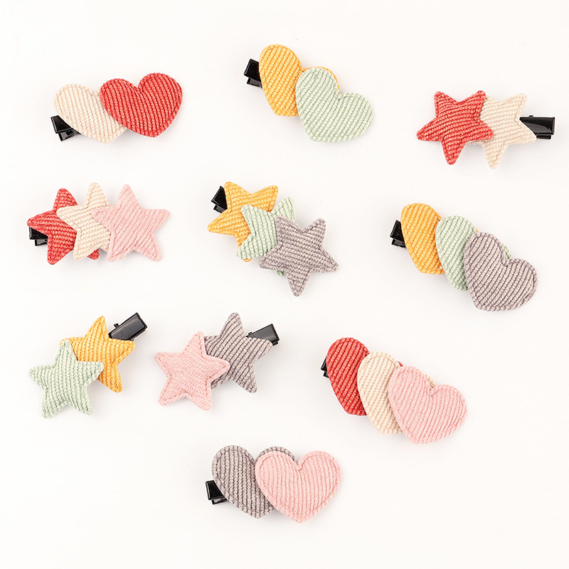 Wholesale Jewelry Girls Knitted Love Hairpin Handmade Cute Five-pointed Star Hairpin Hair Accessories