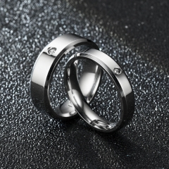 Wholesale Style Titanium Steel Double Beveled High-grade Diamond Ring For Lovers Vendors