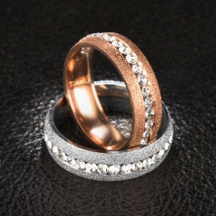 Wholesale Fashion Frosted Diamond Single Row Couple Ring Vendors