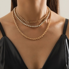 Simple Retro Diamond-studded Hollow Multi-layer Chain Necklace Manufacturer