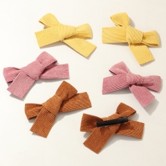 Wholesale Jewelry Children's Hair Accessories Fiber Hairpin Solid Color Corduroy Bow