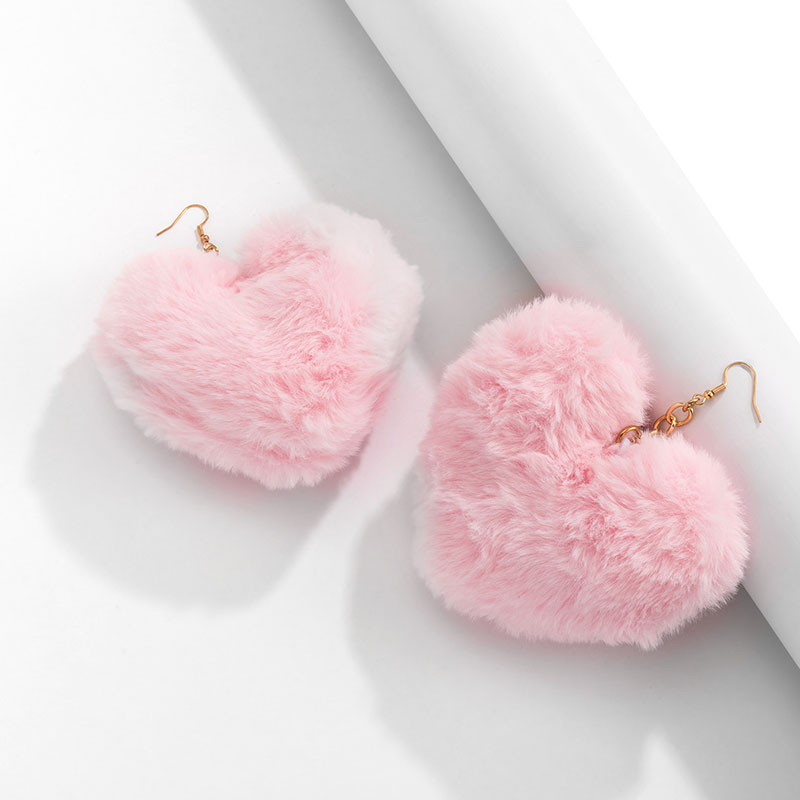 Imitated Lazy Rabbit Fur Metal Personality Rainbow Color Plush Love Earrings Manufacturer