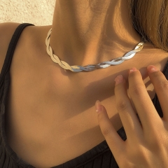 Sexy Single Layer Winding Snake Bone Braided Metal Necklace Manufacturer