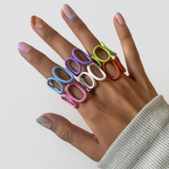 Simple Hollow Line Opening Adjustable Geometric Macaron Ring Manufacturer