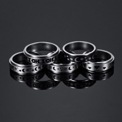 Wholesale Turnable Men's Titanium Steel Ring Sun Stars Moon Decompression Jewelry