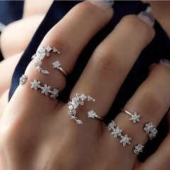 Wholesale Diamond Ring Set Retro Star Moon Crystal