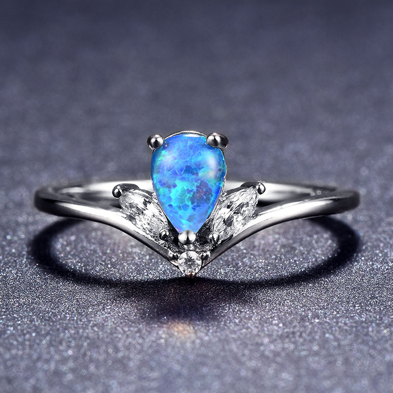 Wholesale Selling S925 Teardrop Australia Treasure Side Diamond Ring Exquisite Simple