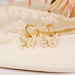 Butterfly Dangle Earrings Creative Vintage Gold Frosted Metal Earrings Buckle Distributor