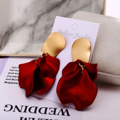 Metal Earrings Creative Simplicity Red Rose Petal Earrings Supplier