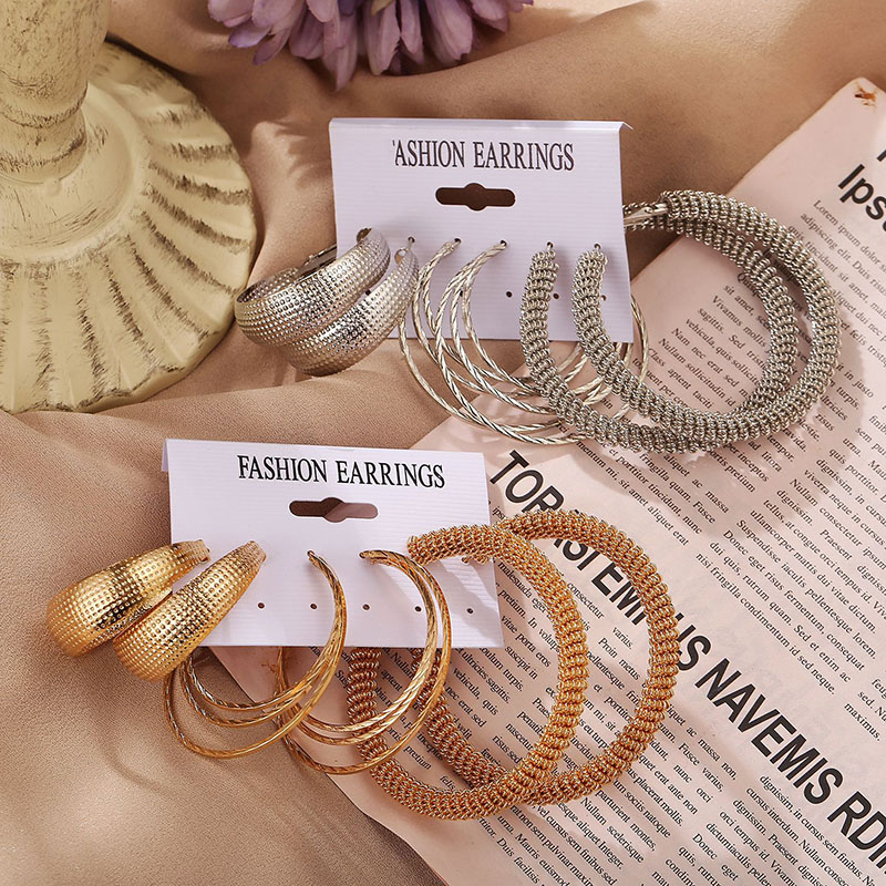 Exaggerated Earrings Combination Set Creative Retro Personality Gold Metal Supplier