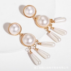 Creative Vintage Simple Drop Type Artificial Pearl Tassel Earrings Supplier