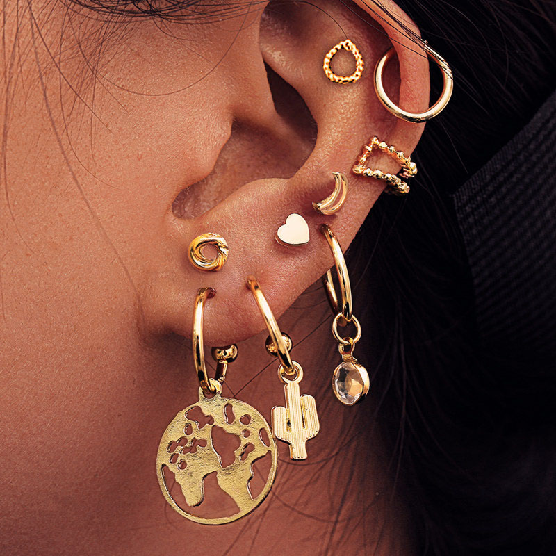 Creative Personality Map Cactus Love Set Alloy Ear Clips Supplier