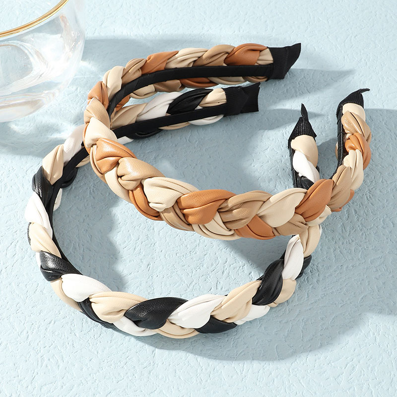 Fashion Braid Headband Korean Version Two-color Cross PU Leather Headband Manufacturer