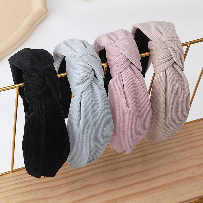 Korean Style Fashion Head Buckle Middle Knotted Knitted Retro Headband Headband Manufacturer