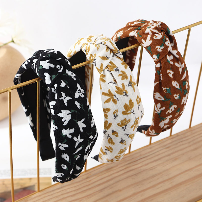 Korean Style Fabric Floral Wide-brimmed Headband Knotted Flannel Wide Headband Manufacturer